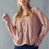 Esley V-Neck Cable Knit Sweater