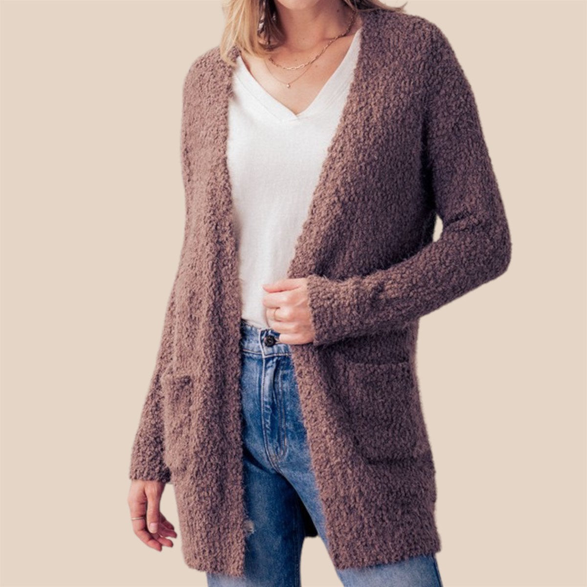 Beverly Popcorn Open Front Cardigan