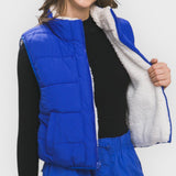 Reversible Puff Vest With Sherpa Lining