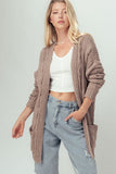 Cable Knit Ribbed Open Front Cardigan