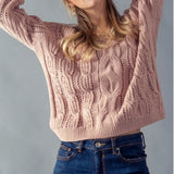 Esley V-Neck Cable Knit Sweater