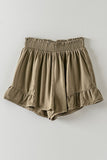 Smocked Waist Side Ruffled Tencel Shorts