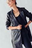 Longer Double Breasted Faux Leather Jacket