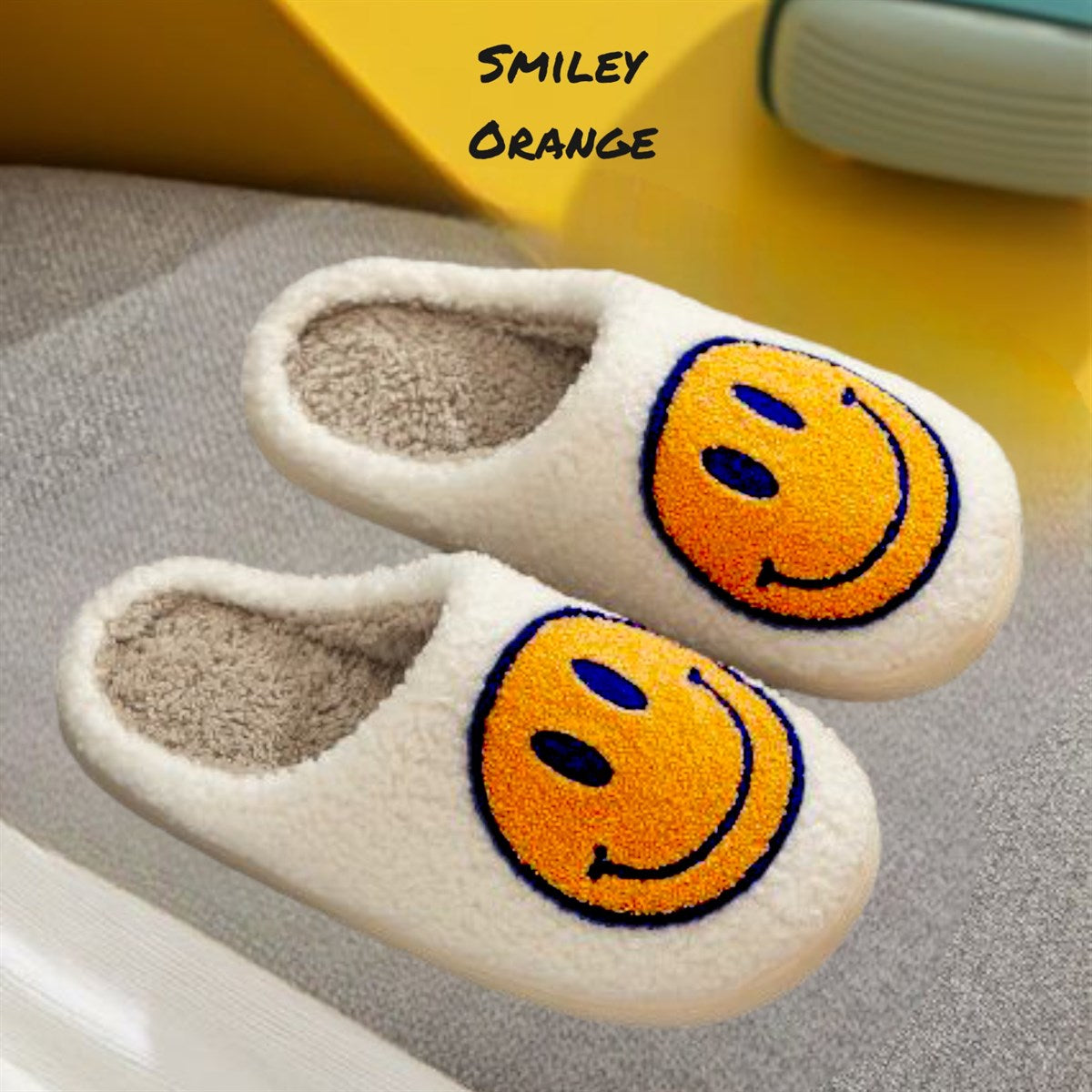 Happy Face Sherpa Fuzzy Slippers Collection