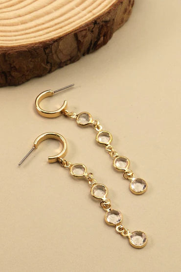 Daphne Clear Stone Drop Mini Hoop Earrings