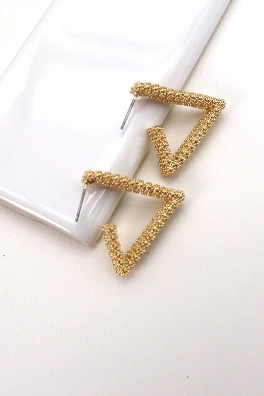 Diamond Cluster Cut Triangle Hoop Earrings