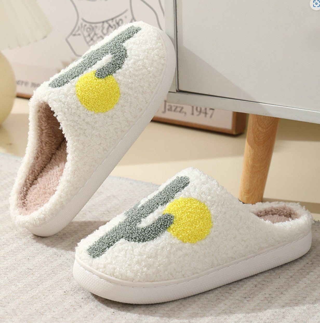 Cactus Sherpa Fuzzy Slippers