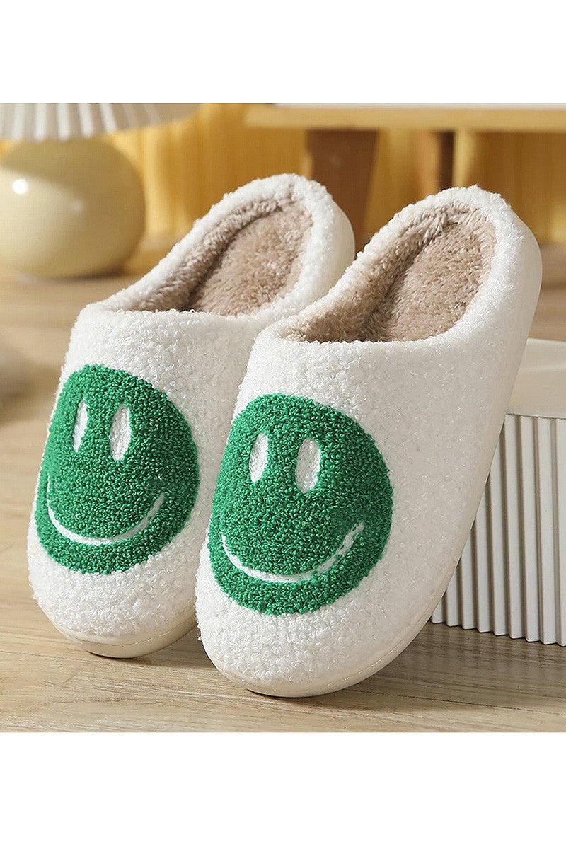 Happy Face Sherpa Fuzzy Slippers Collection