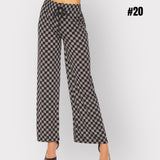 High Rise Drawstring Textured Print Pants