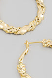 Double Twist Chain Latch Hoop Earrings