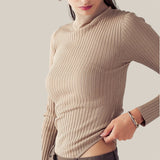 Rib Sweater Knit Turtle Neck Bodysuit