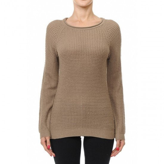 Waffled Long Sleeve Sweater