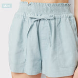 Katie Front Tie Linen Shorts With Pockets