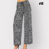 High Rise Drawstring Textured Print Pants