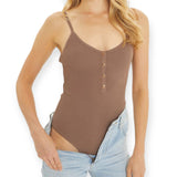 Cami Ribbed Bodysuit With Buttons