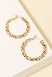 Double Twist Chain Latch Hoop Earrings