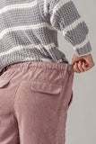 Elastic Back Corduroy Cargo Pants with Side Pockets