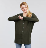 Thermal Waffle Knit V-Neck Button Down Sweater