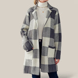 Nicolle Open Front Buffalo Plaid Long Cardigan