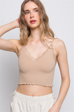 Lace Trim Ribbed Cami