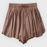 Pleated Lined Active Drawstring Two In One Shorts