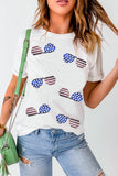 Sequined Sunglasses Design Americana  T-Shirt