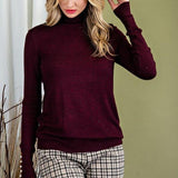 Perfect Layering Turtleneck Button Detail Sweater