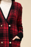 Plaid Double Button Sweater Coat