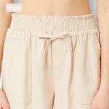 Katie Front Tie Linen Shorts With Pockets