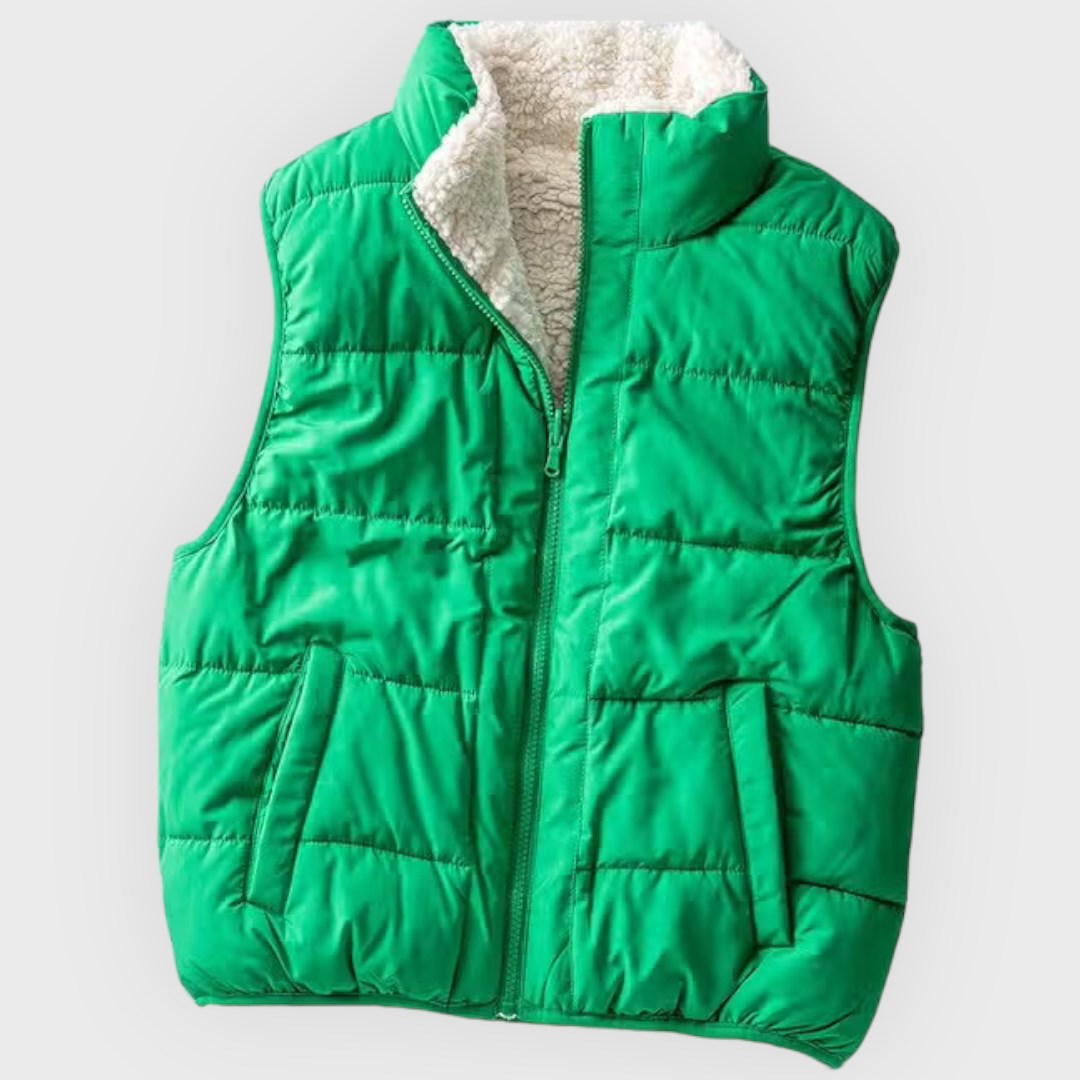 Reversible Puff Vest With Sherpa Lining