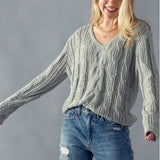 Esley V-Neck Cable Knit Sweater