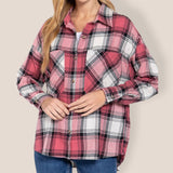 SALE Front Pocket Oversized Flannel Top