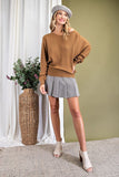 Boat Neck Ribbed Knit Sweater