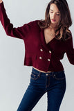 Double Breasted Crop Sweater Blazer