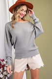 SALE Lucy Boat Neck Ribbed Knit Sweater