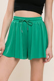 Pleated Lined Active Drawstring Two In One Shorts