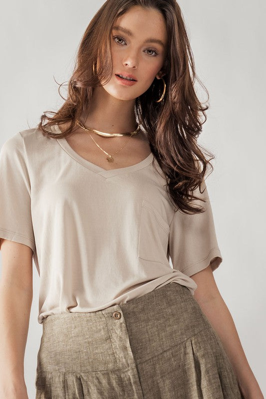Bailey V-Neck Top With Pockets