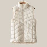 Chevron Quilt Puff Vest with Storage Pouch