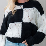 Cable Knit Checkered Sweater
