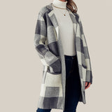 Nicolle Open Front Buffalo Plaid Long Cardigan