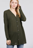 SALE Thermal Waffle Knit V-Neck Button Down Sweater