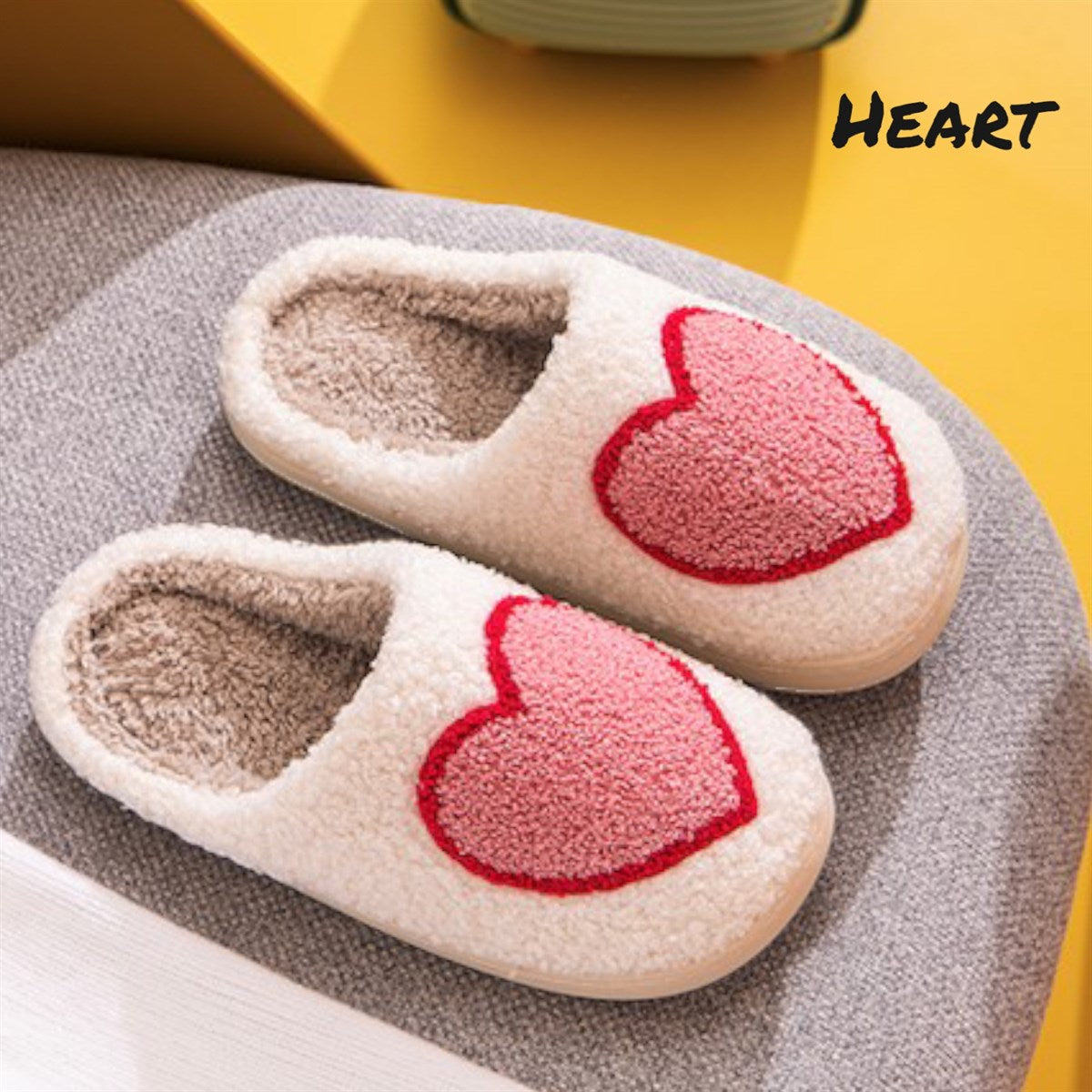 Heart Sherpa Fuzzy Slippers