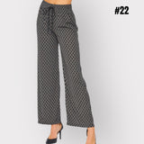 High Rise Drawstring Textured Print Pants