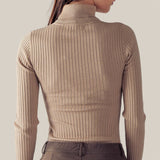 Rib Sweater Knit Turtle Neck Bodysuit