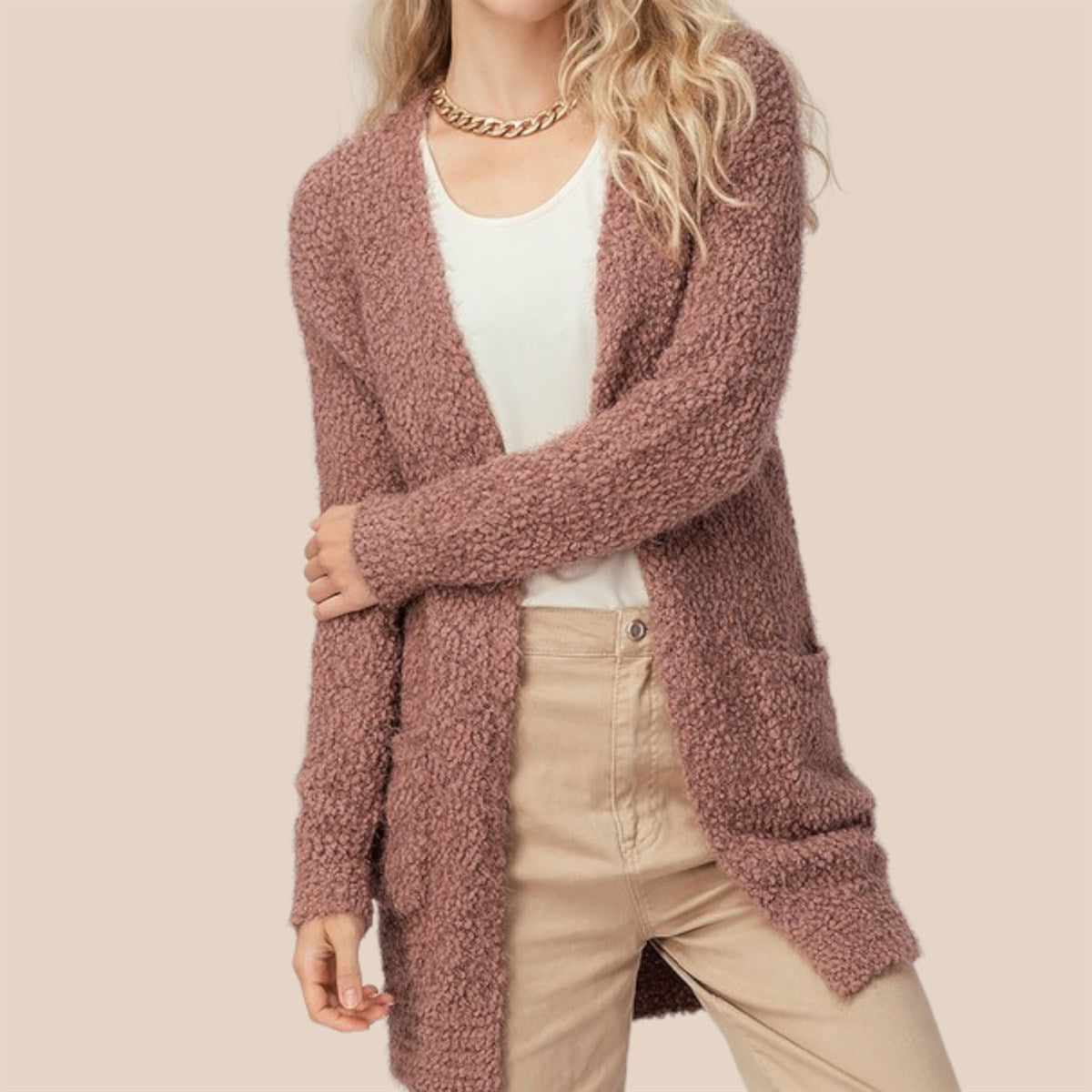 Beverly Popcorn Open Front Cardigan