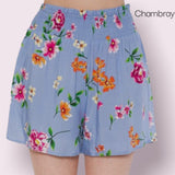 Smocked Waist Floral Shorts