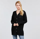 Thermal Waffle Knit V-Neck Button Down Sweater