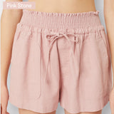 Katie Front Tie Linen Shorts With Pockets