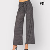 High Rise Drawstring Textured Print Pants